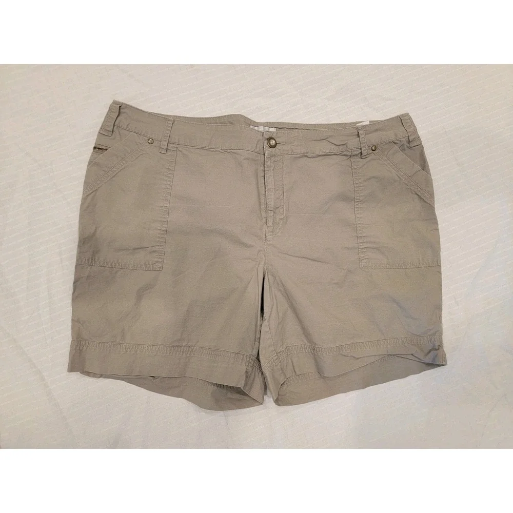 Avenue Women's Plus 18 Gray Utility Shorts Cargo Pockets Casual‎ Slate Stone EUC